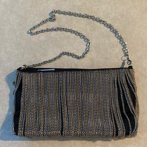 BGCBMAXAZRIA Black Purse with Gold and Silver Chainmail